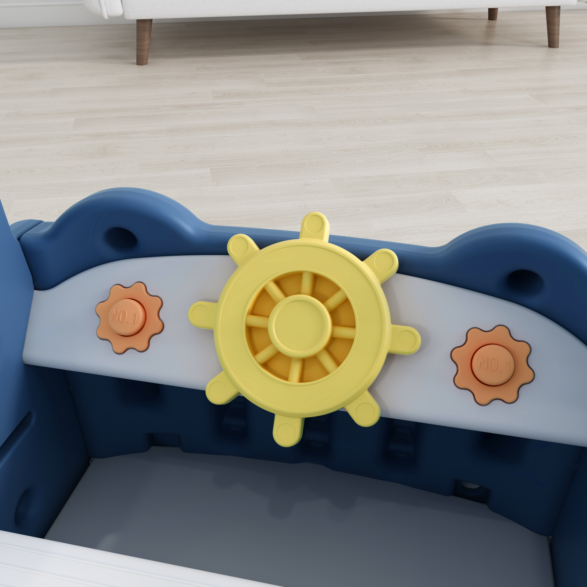 زحليقة علي شكل سيارة مع طوق كرة سلة من بيبي لوف - ازرق - الصورة 5