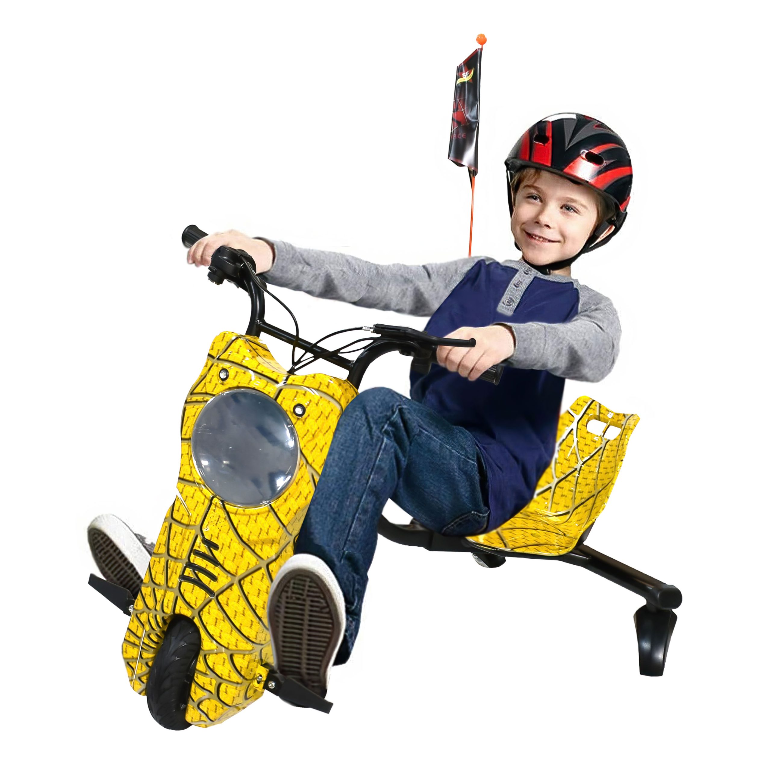 سكوتر دريفت كهربائي كبير مع خوذة وحماية