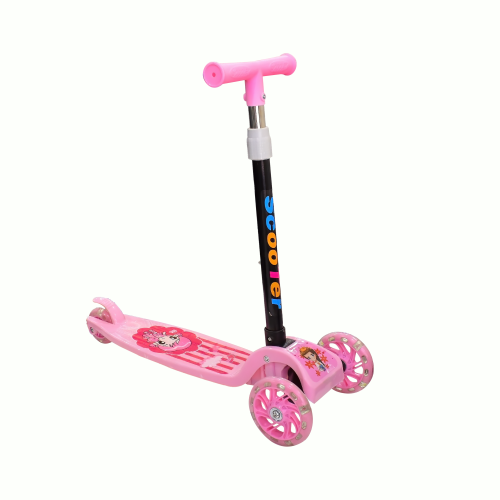 سكوتر ثلاثي بعجلات مضيئة - وردي